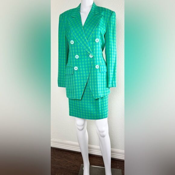 Christian Dior 1990’s Deadstock Gingham Skirt Suit - Picture 1 of 16